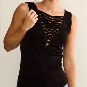BKE Juniors Women’s Black Strappy Tank Top NWT Large